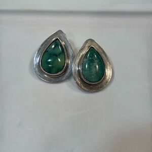 Scandinavian Modernist GUNN TRIGERE Sterling Silver Earrings turquoise
